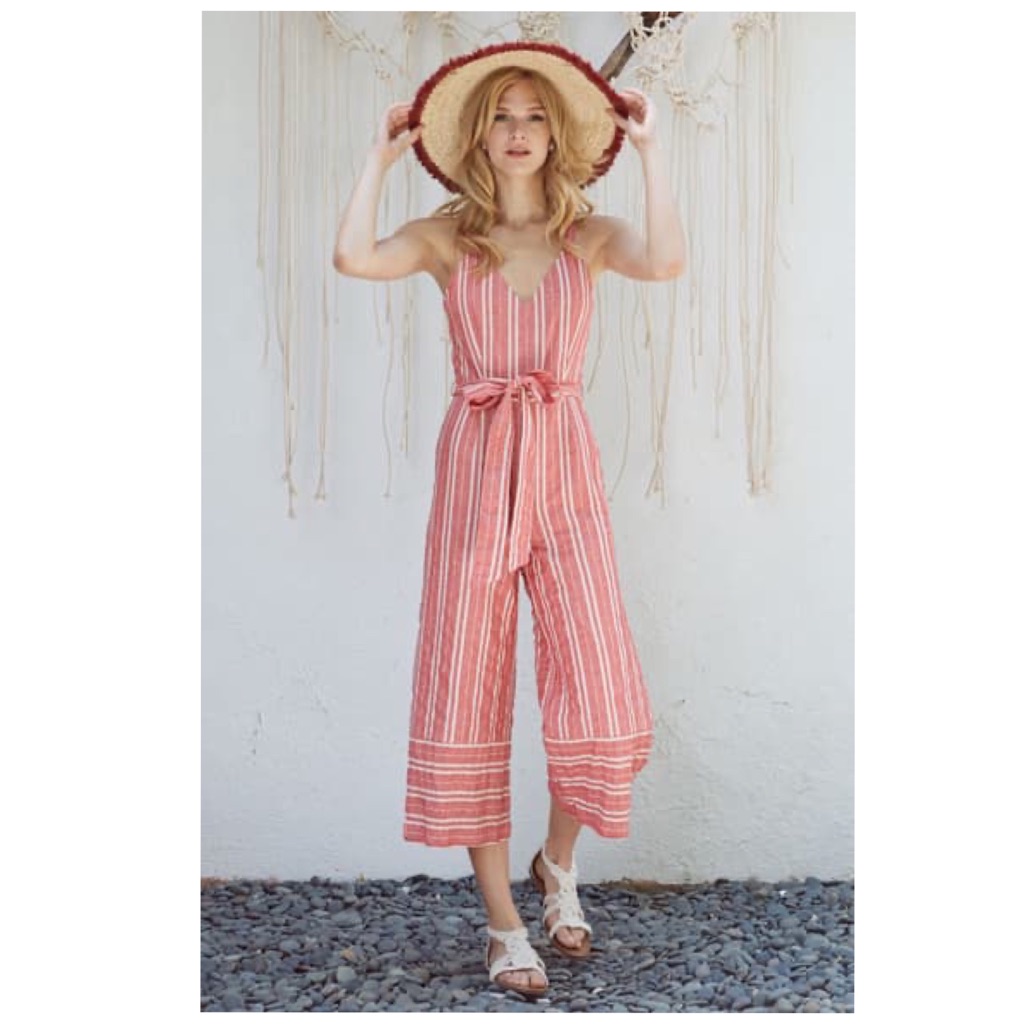 Anthropologie Robin Cropped Wide-Leg Red Jumpsuit